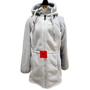 1 Madison Expedition Coat Hooded Teddy Jacket Grey Womens Sz M NEW